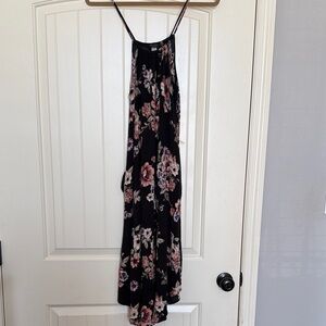 Final Touch Black Maxi Dress with Pink Floral Print